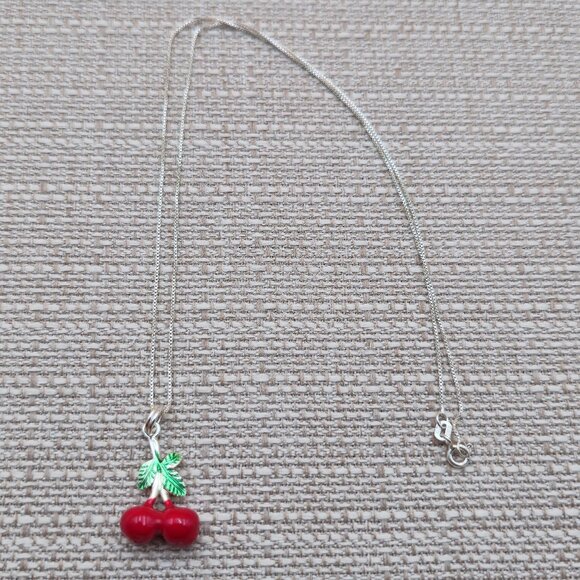 Jewelry - 18 Inch Sterling Silver Double Cherry Pendant Necklace A5506